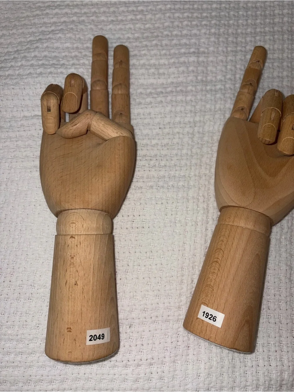 Set of 2 Wooden Articulated IKEA Hand Display - Natural Wood HANDSKALAD